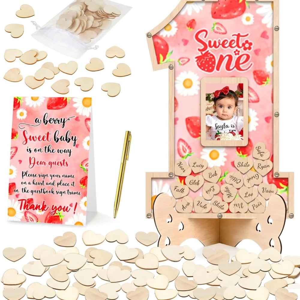 Sweet One Berry-Themed Party Guest Book Set